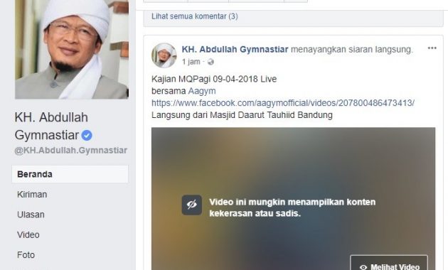 Ceramah Aa Gym Dianggap Kekerasan oleh Facebook?