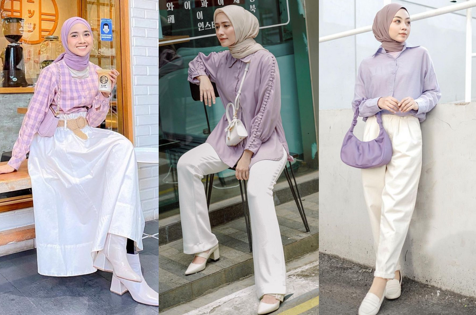 10 Inspirasi Mix and Match Outfit Lilac Tone yang Sedang Hits