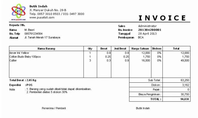 Pengertian dan Contoh Invoice untuk Berbagai Bisnis