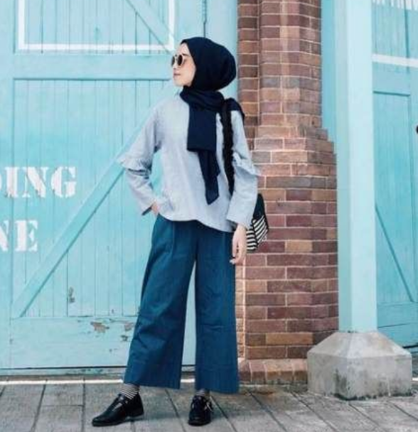 25 Inspirasi OOTD Kulot Jeans untuk Wanita Berhijab