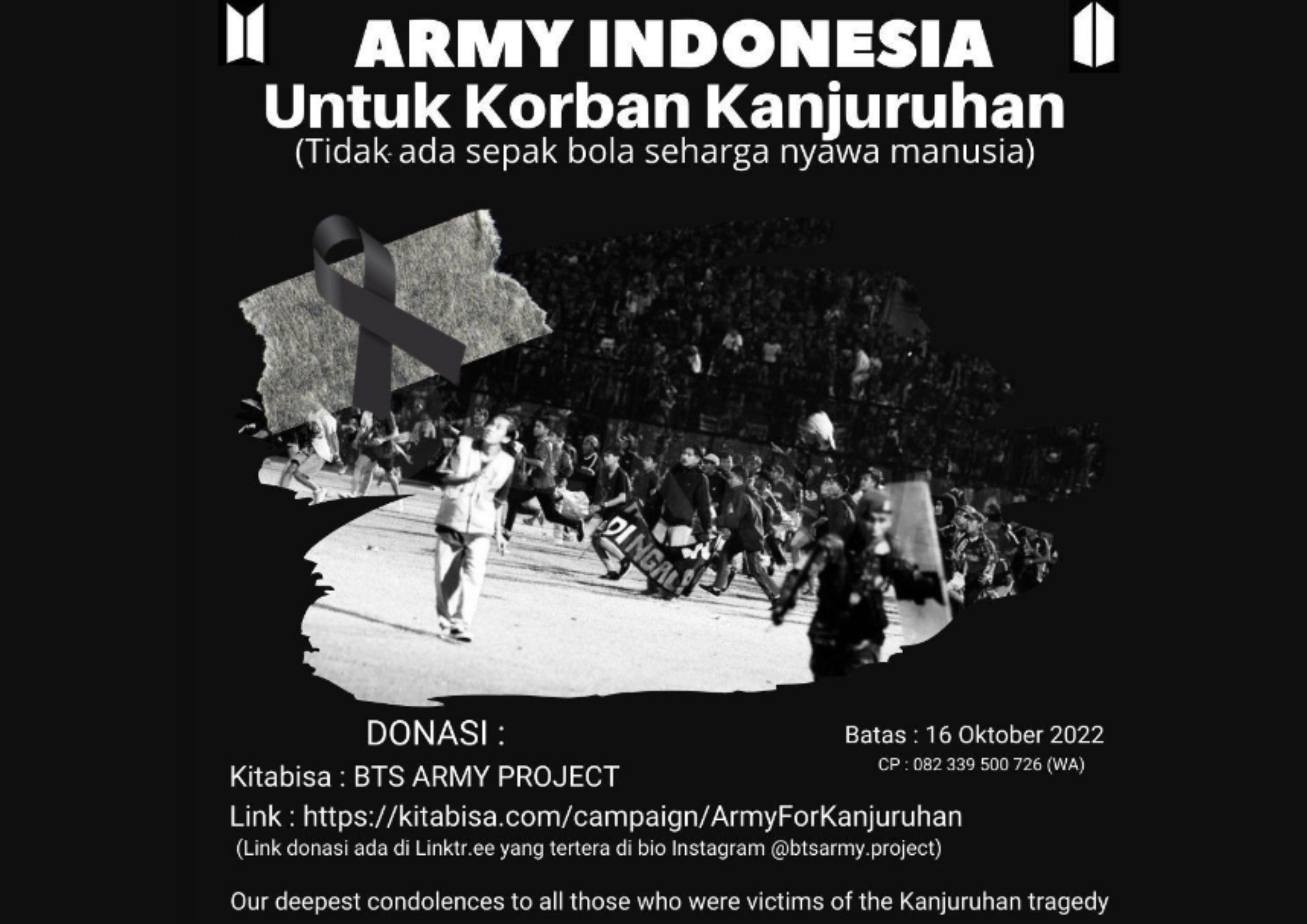 ARMY Indonesia Galang Dana untuk Korban Tragedi di Stadion Kanjuruhan